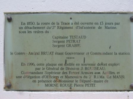 Plaque sur la Route de la Trace, août 2010 Plaque sur la Route de la Trace